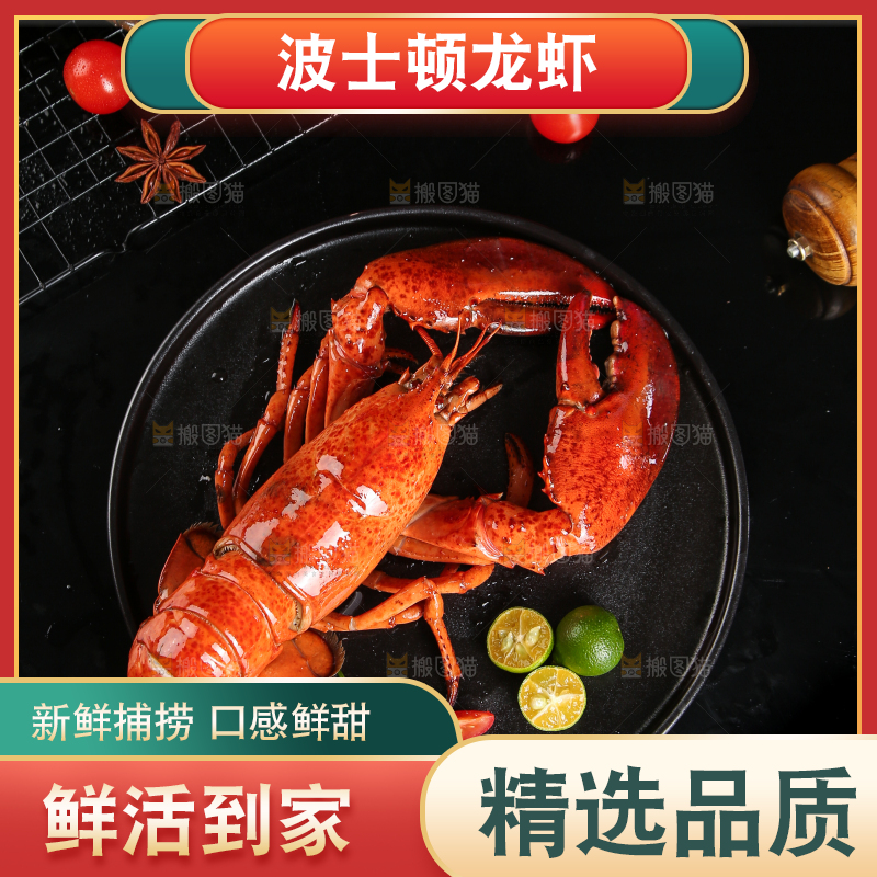 黑底上放着波士顿大龙虾