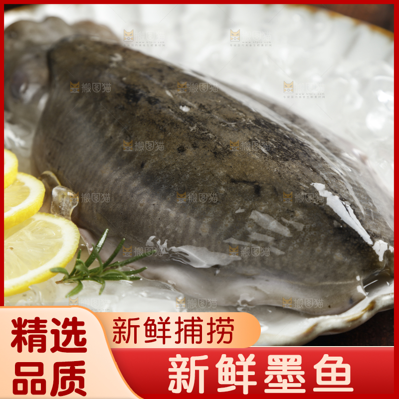 木底上放着一盘大墨鱼