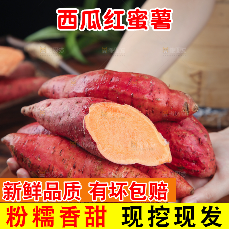 手上捧着一堆西瓜红蜜薯