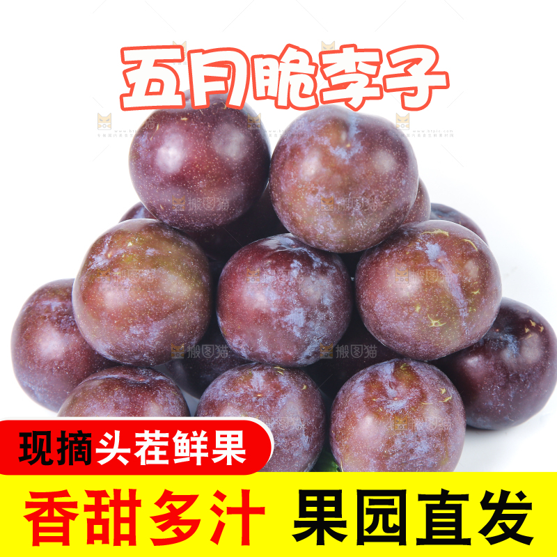 白底上放着一堆五月脆李