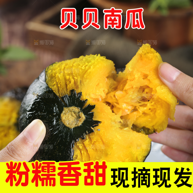 手上拿着贝贝南瓜