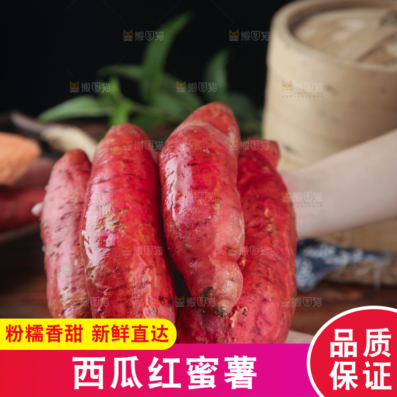 手上捧着一堆西瓜红蜜薯