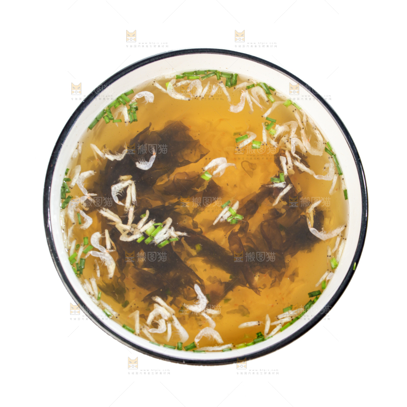 木底上放着一碗紫菜虾米汤