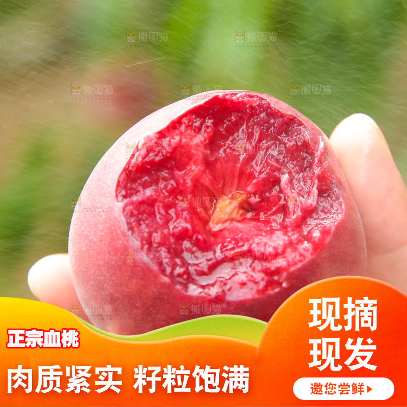 手上拿着胭脂红桃子
