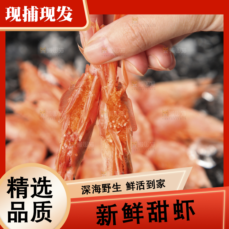 手上拿着北极甜虾
