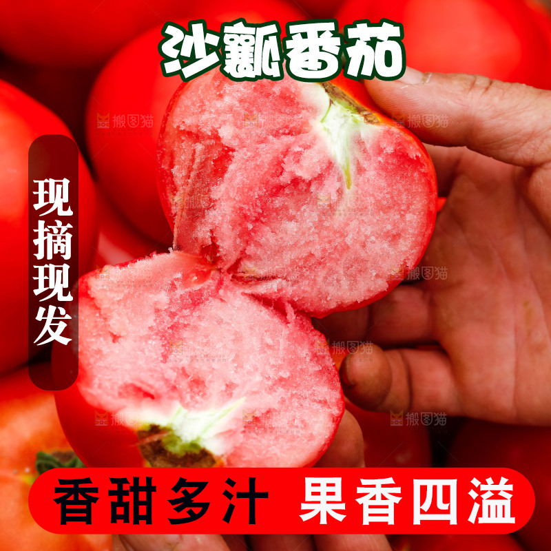 手上拿着沙瓤西红柿