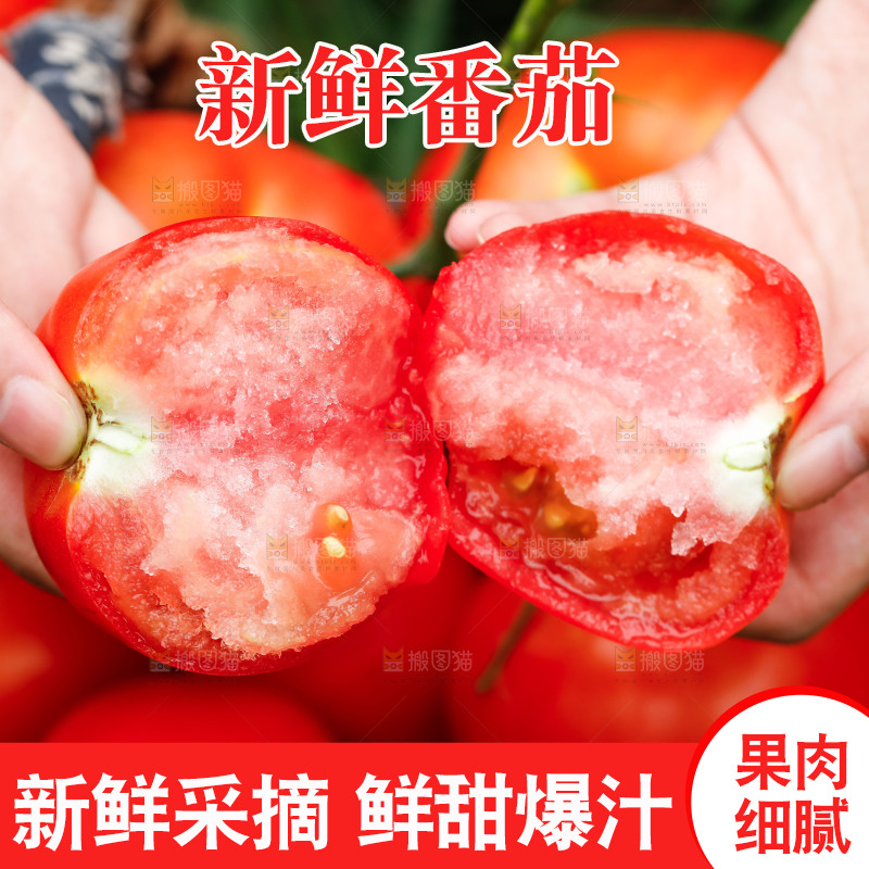 手上拿着西红柿
