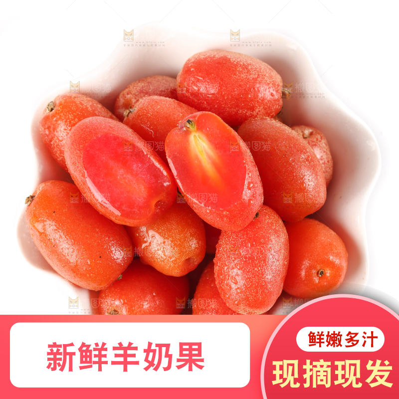 白底上的一碗新鲜羊奶果
