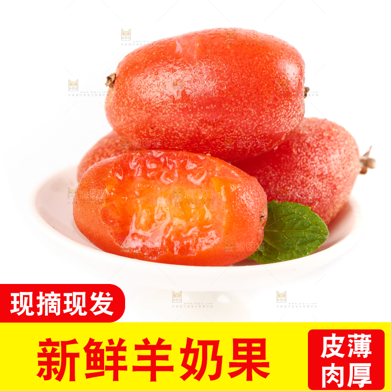 白底上的一盘新鲜羊奶果