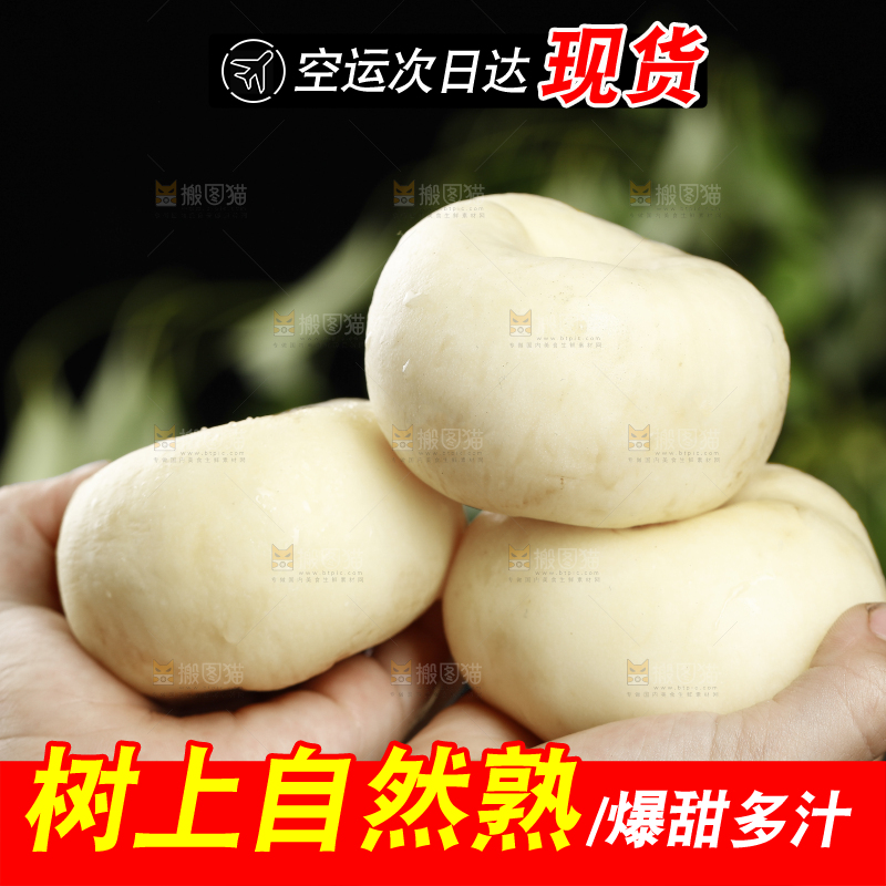 手上拿着新鲜白蟠桃
