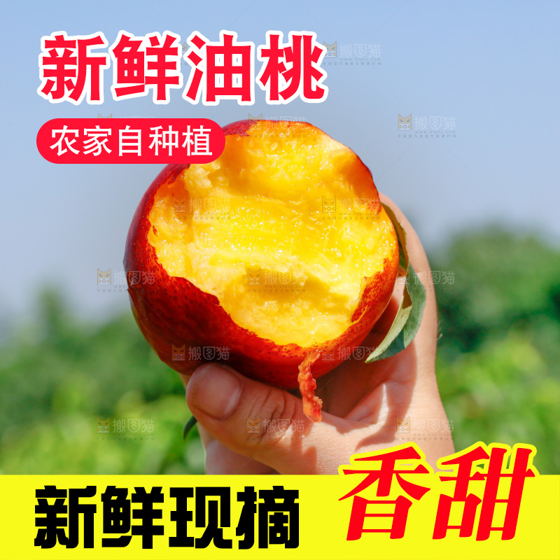 手拿着咬开的黄心油桃