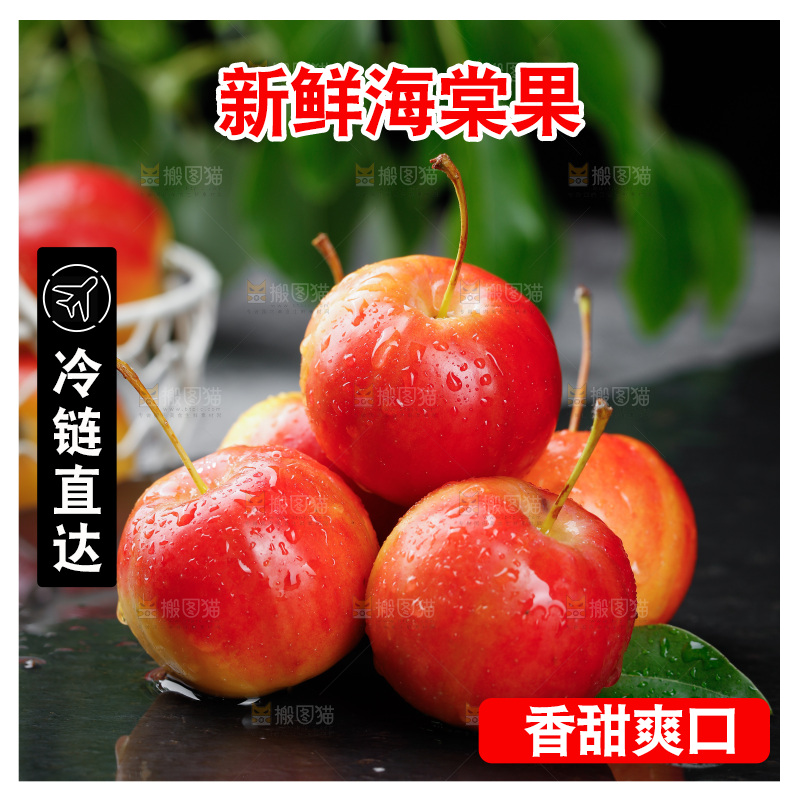 黑底上的新鲜海棠果