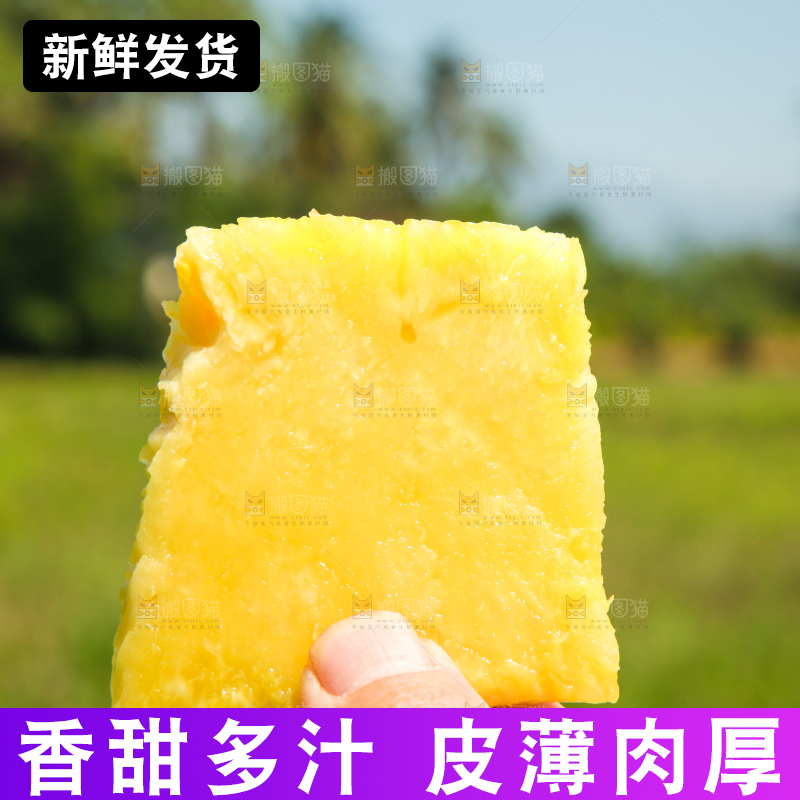 手上拿着凤梨肉