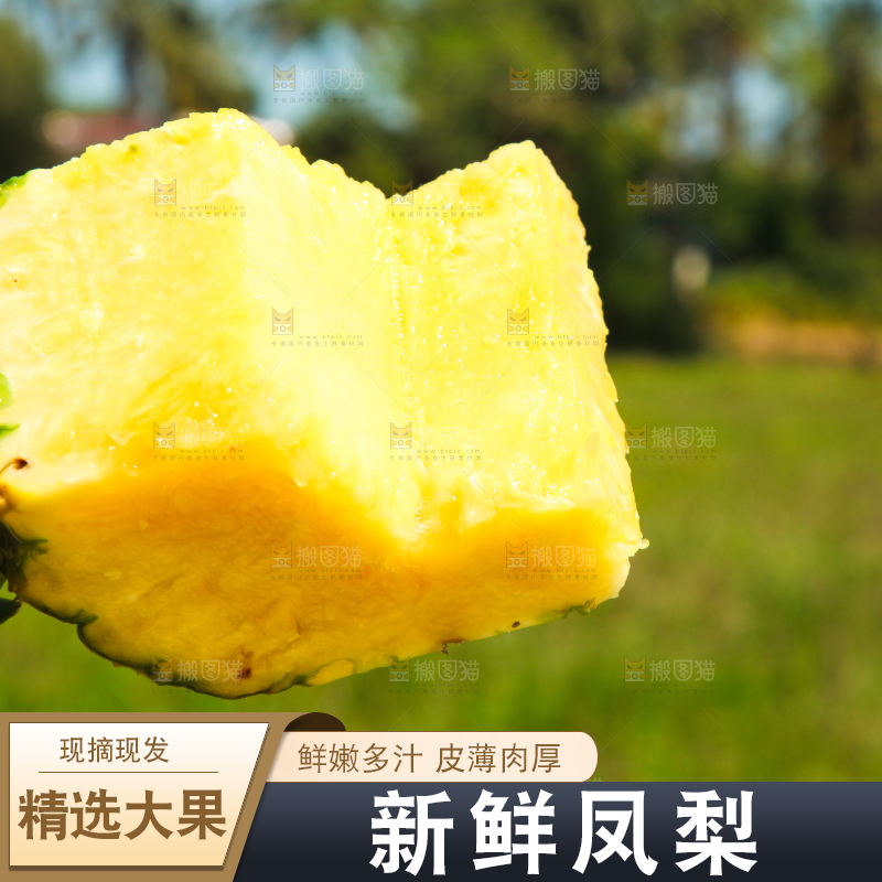 手上拿着削皮的凤梨
