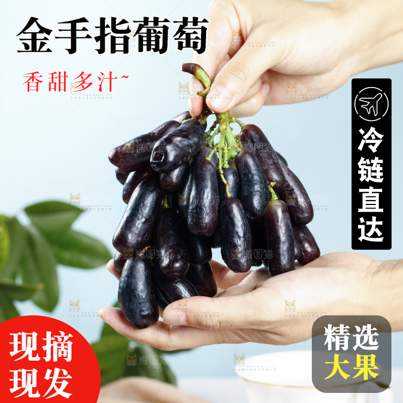 手里捧着一串蓝宝石葡萄