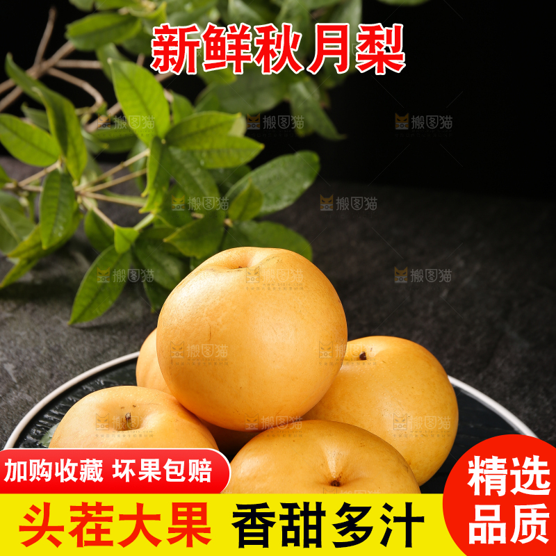 黑底上摆放着秋月梨