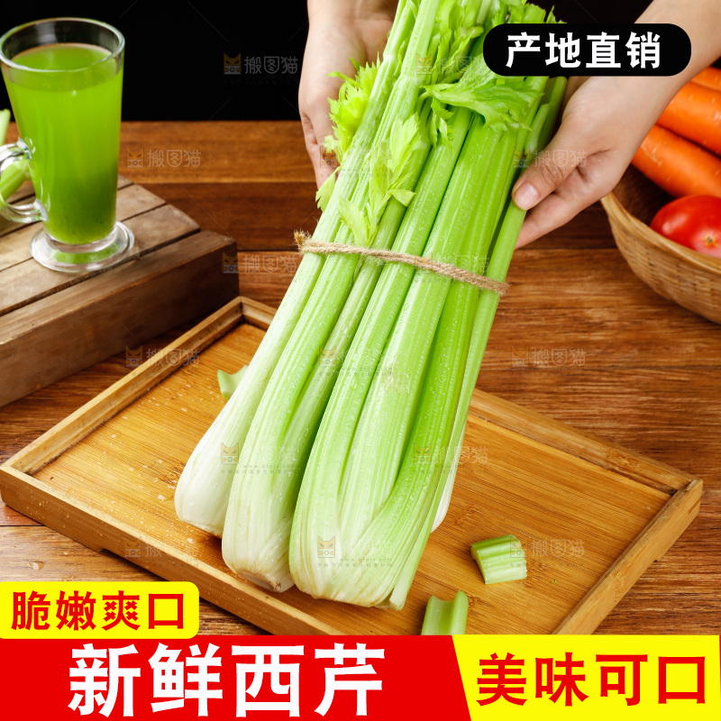 手里拿着一捆山东大西芹