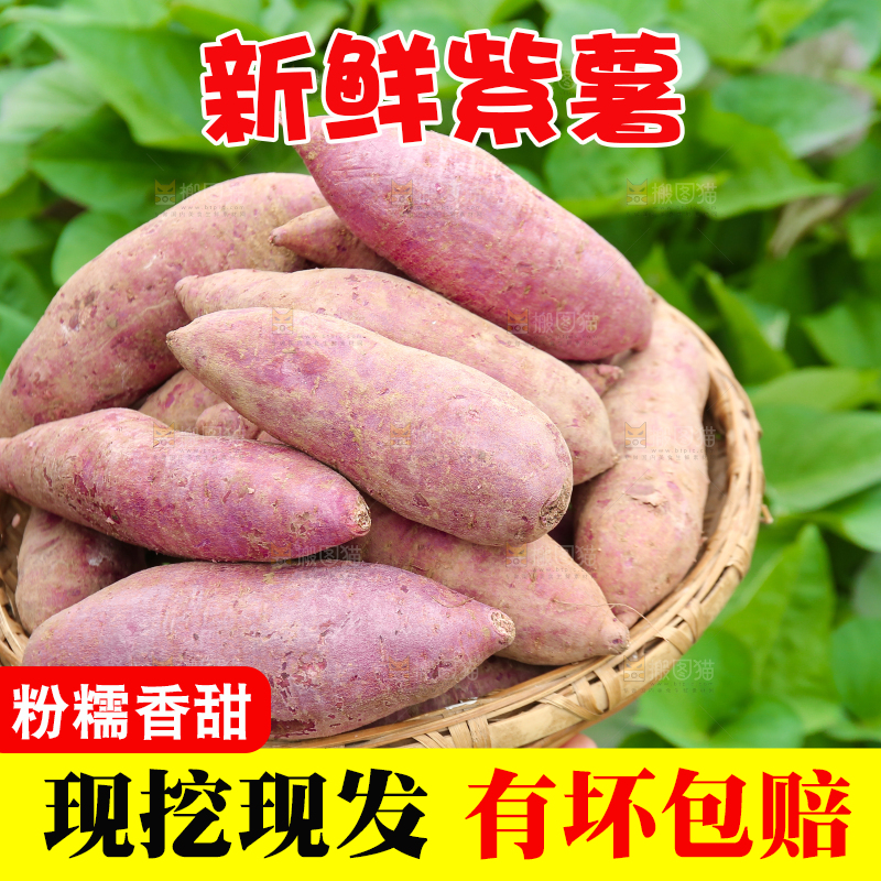 手拿着一篮新鲜紫薯