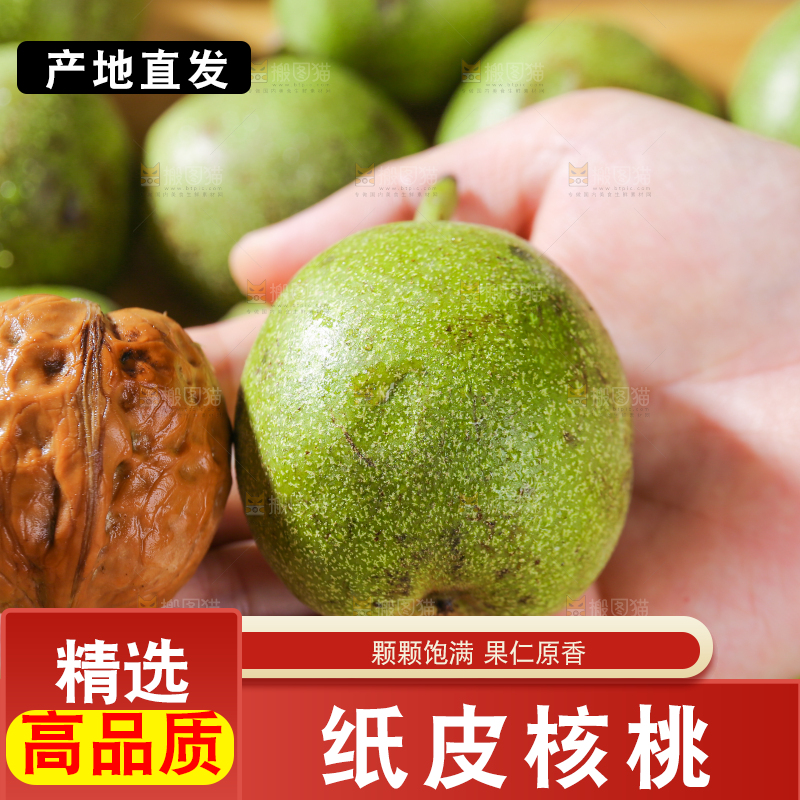 手上放着新鲜核桃