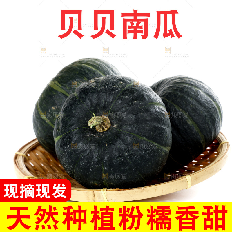 白底上放着一篮贝贝南瓜