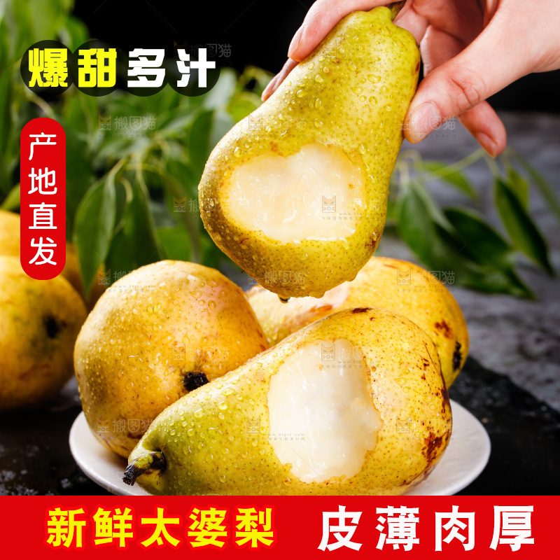 手里拿着新鲜太婆梨