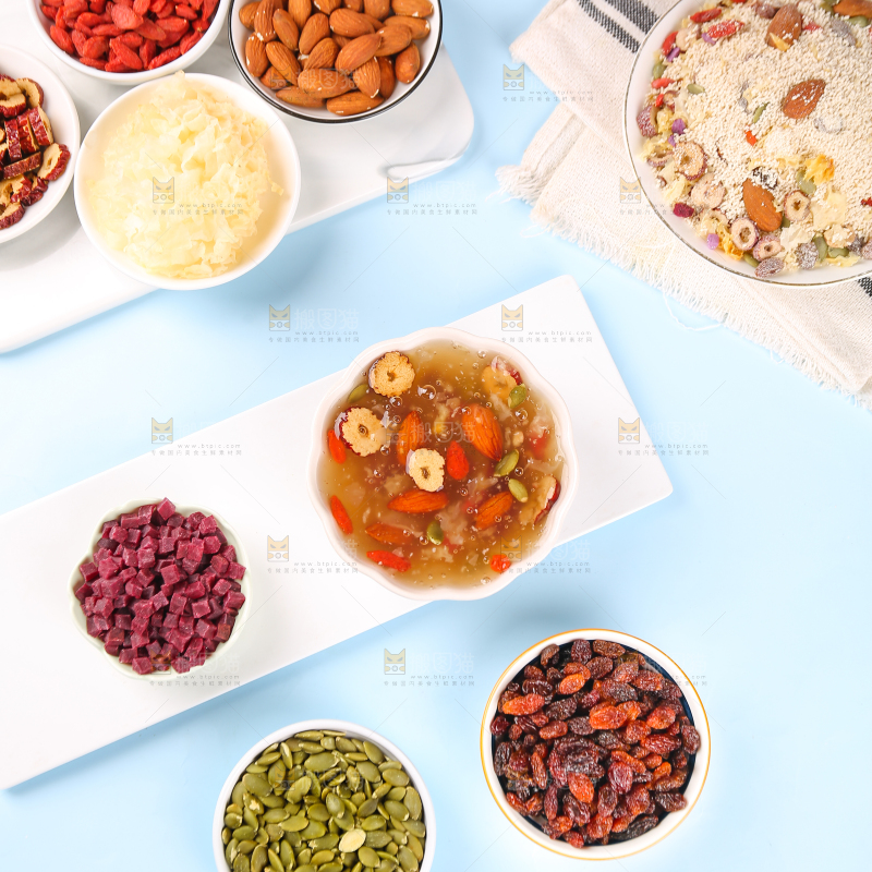 坚果银耳羹食材