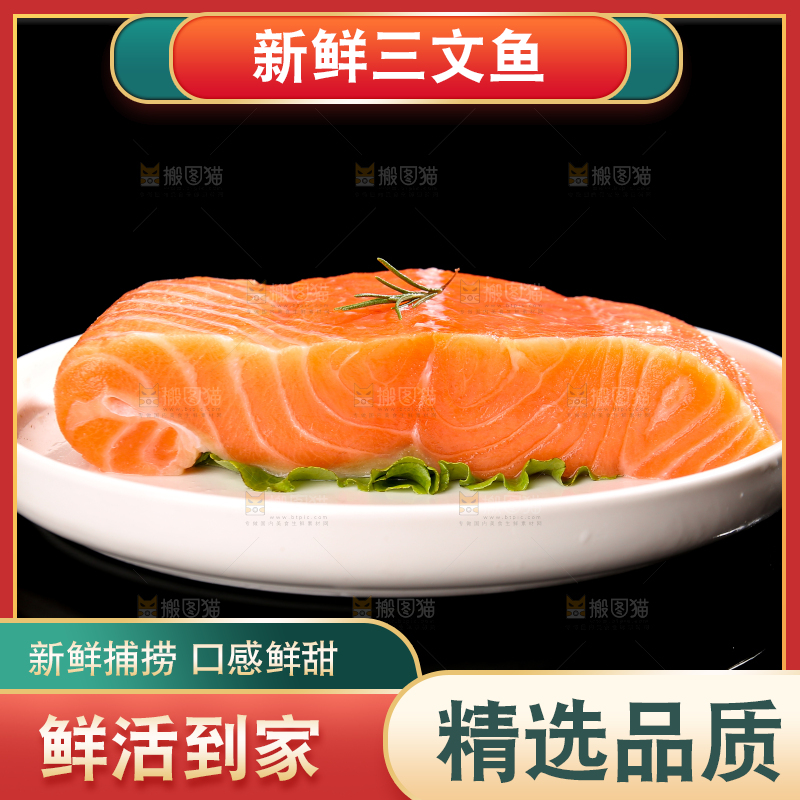 黑底上的一盘三文鱼腩
