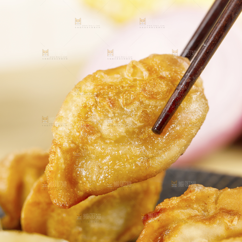 筷子夹着手工煎饺