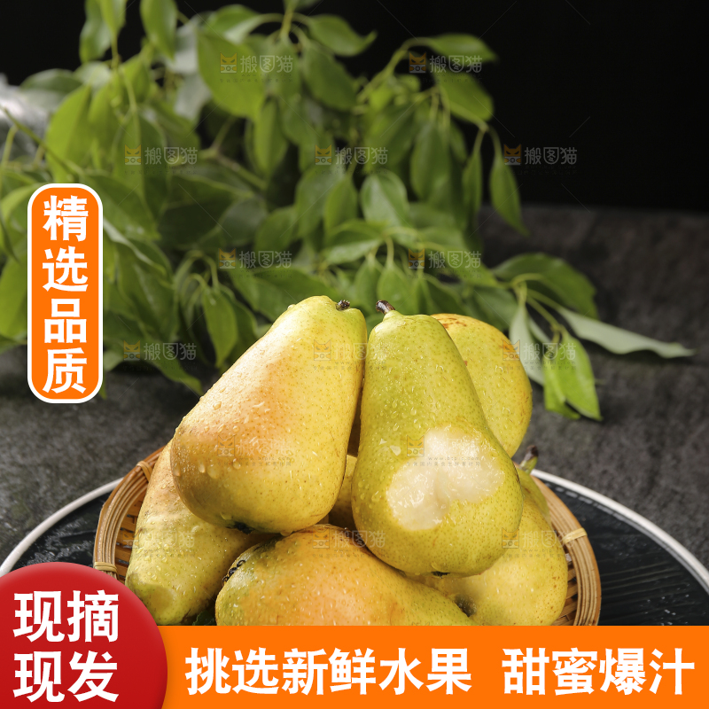 黑底上放着一篮太婆梨