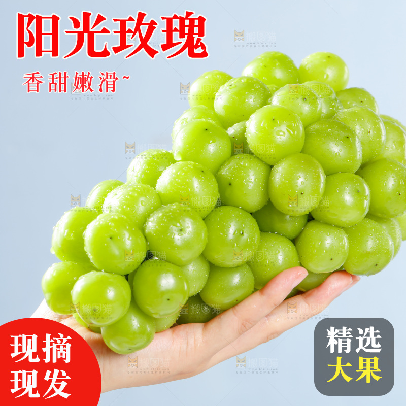 手拿着阳光玫瑰青提