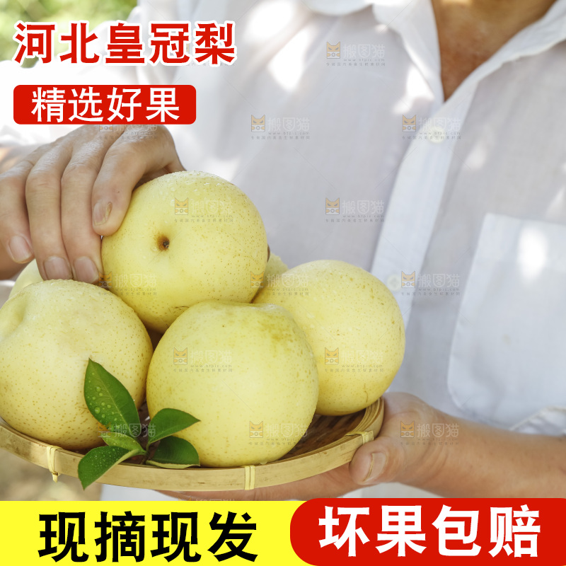 手里拿着一篮皇冠梨