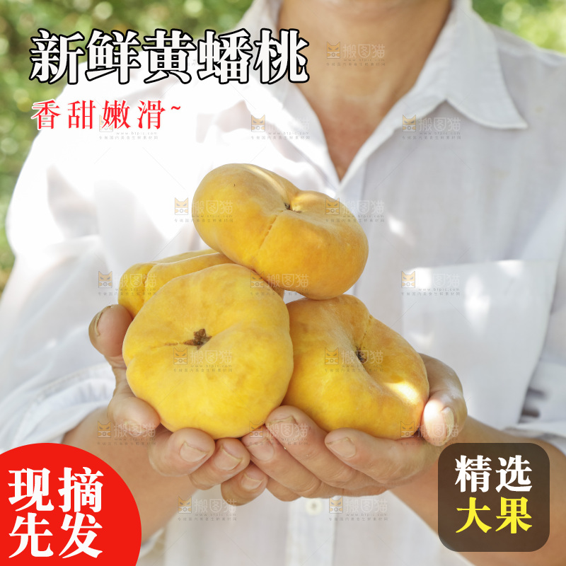 手里拿着黄蟠桃