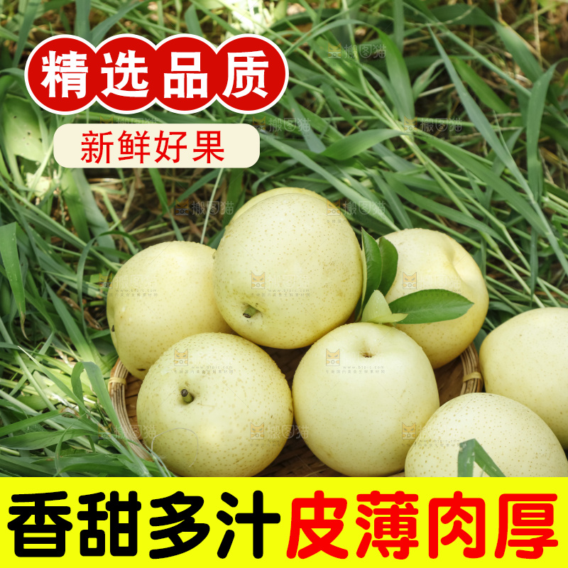 草地上的一篮皇冠梨