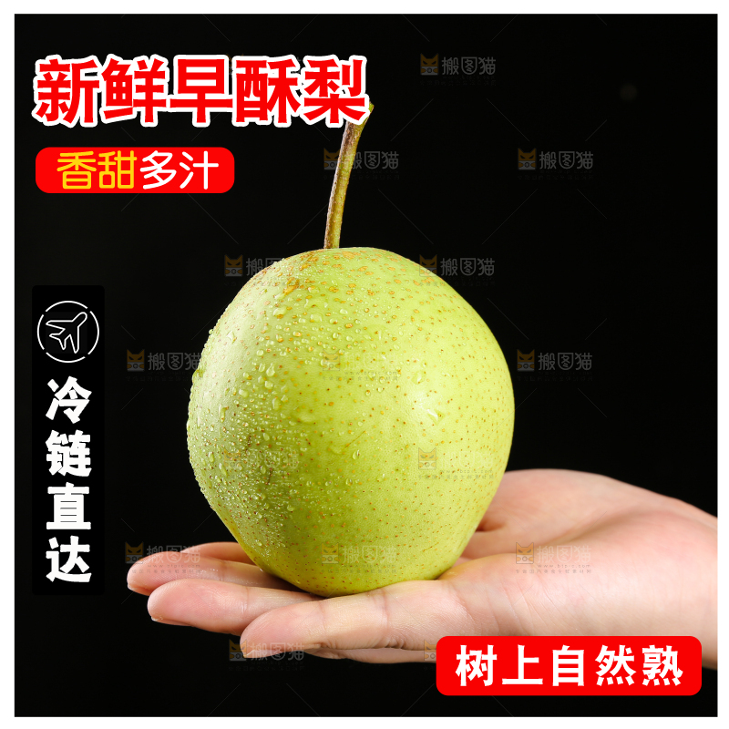 手上放着新鲜早酥梨