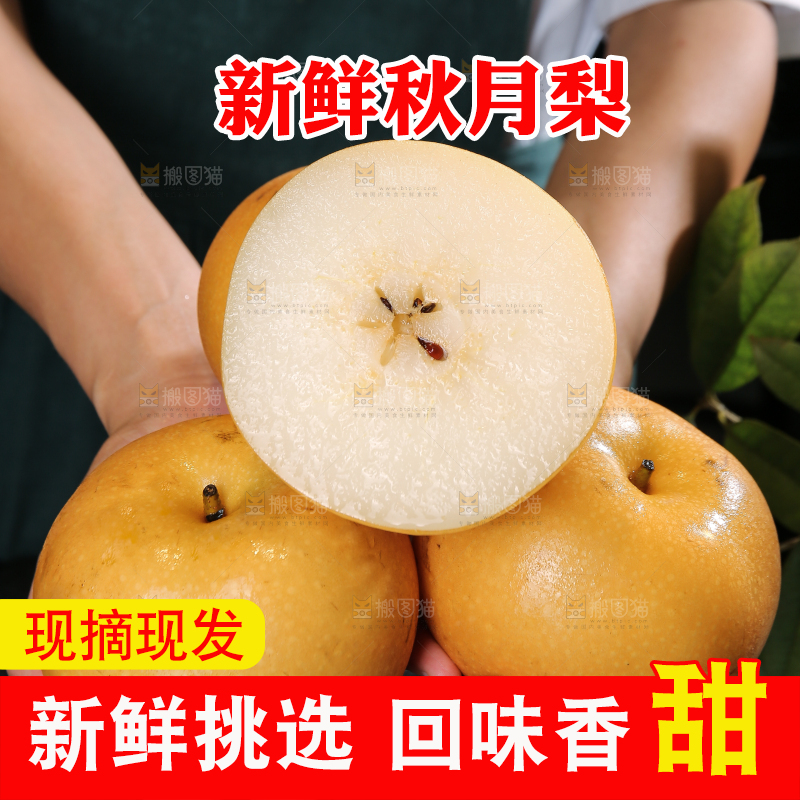 手里拿着新鲜秋月梨