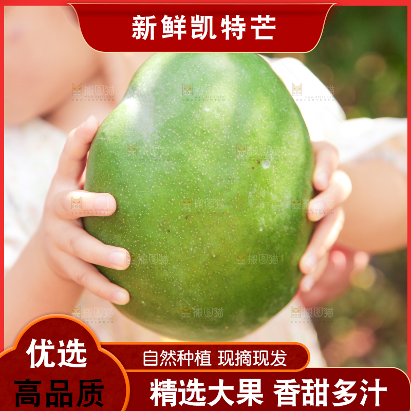 小孩手里拿着青皮凯特芒
