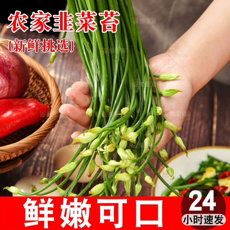 手里拿着韭菜苔