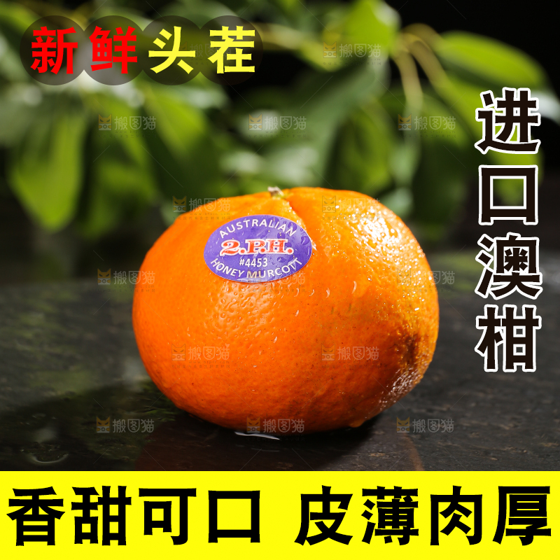 黑石板上放着的新鲜澳柑