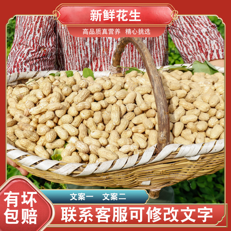 手里抱着一筐新鲜花生