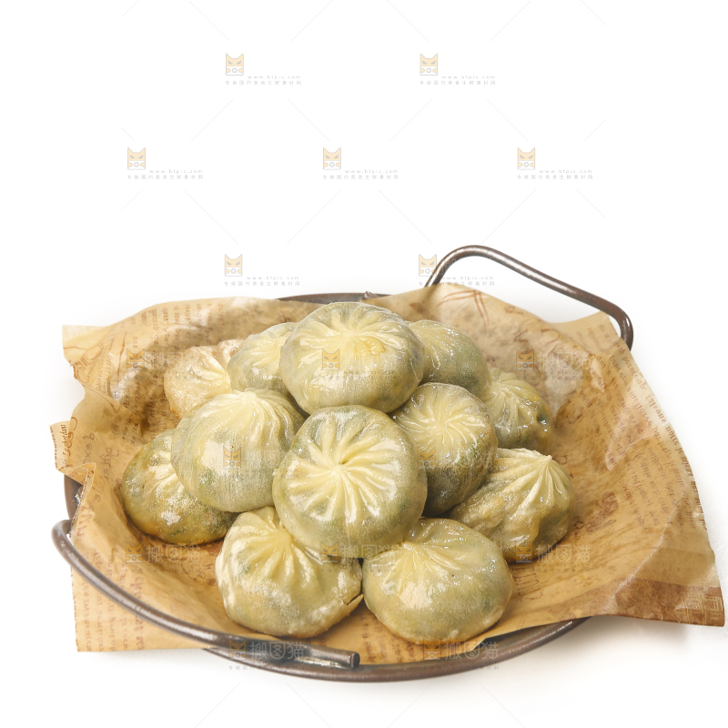 白底上的一盘小煎包