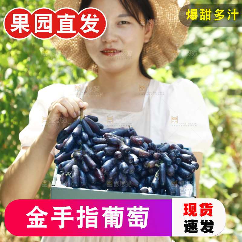 女孩拿着一盒蓝宝石葡萄