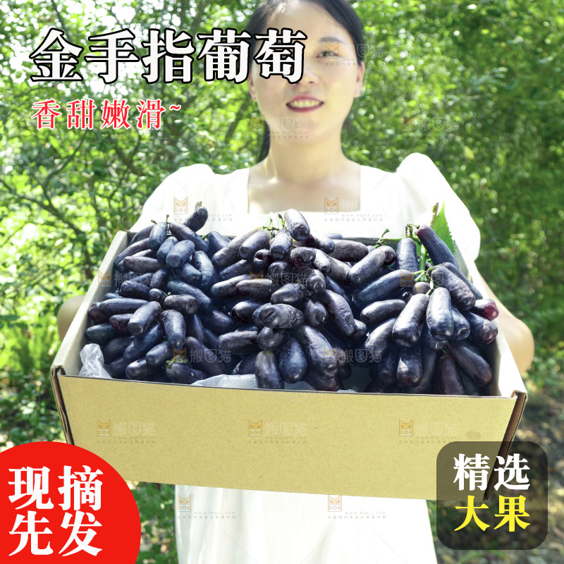 女孩拿着一盒蓝宝石葡萄