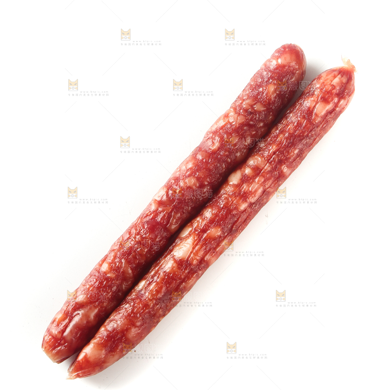 白底上的广式腊肠
