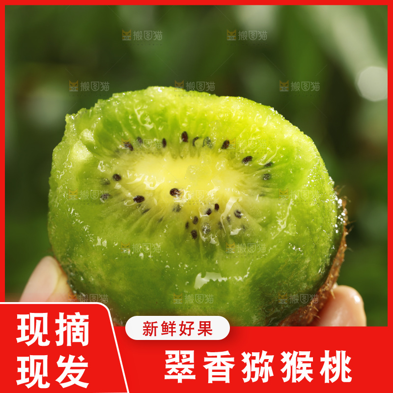 手里拿着绿心猕猴桃
