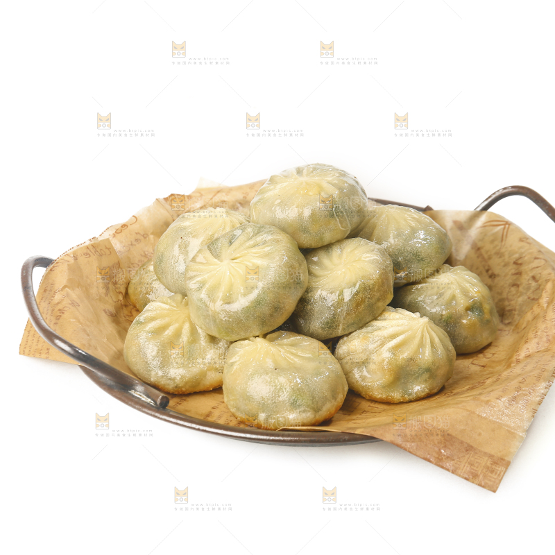 白底上的一盘小煎包