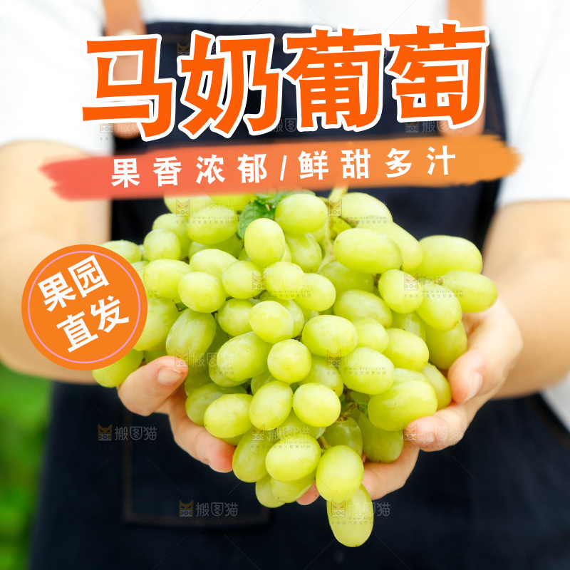 手里拿着白葡萄