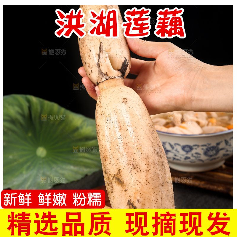 手上拿着粉藕