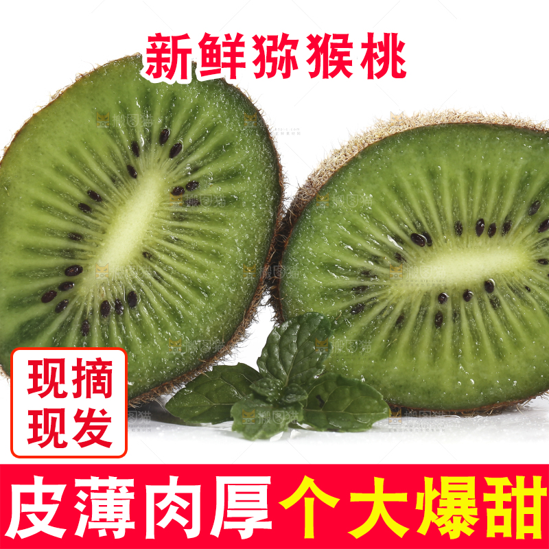 白底上的绿心猕猴桃