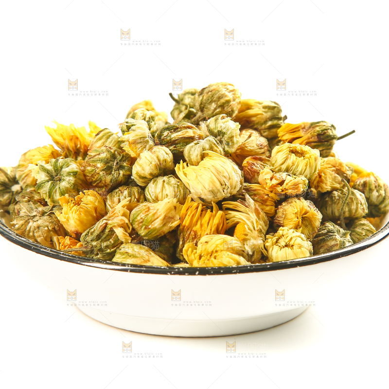 白底上放着一盘胎菊