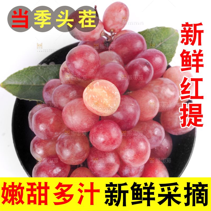 白底上一盘新鲜红提